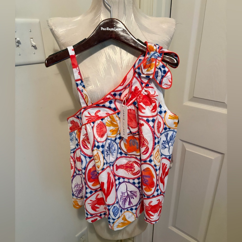 Janie and Jack girls Multicolor One-Shoulder Tank Top lined nwt $42 size 8
